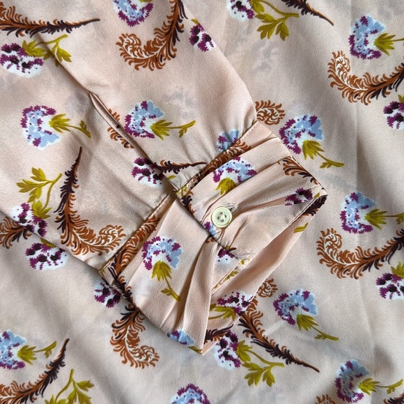 Banana Republic Floral Fern Print Blouse light pink size M (D15) - Picture 3 of 7